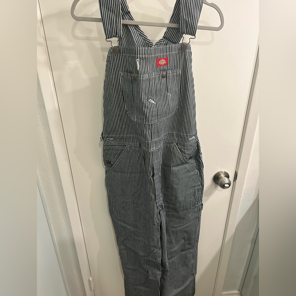 Dickies blue and white pinstripe overalls